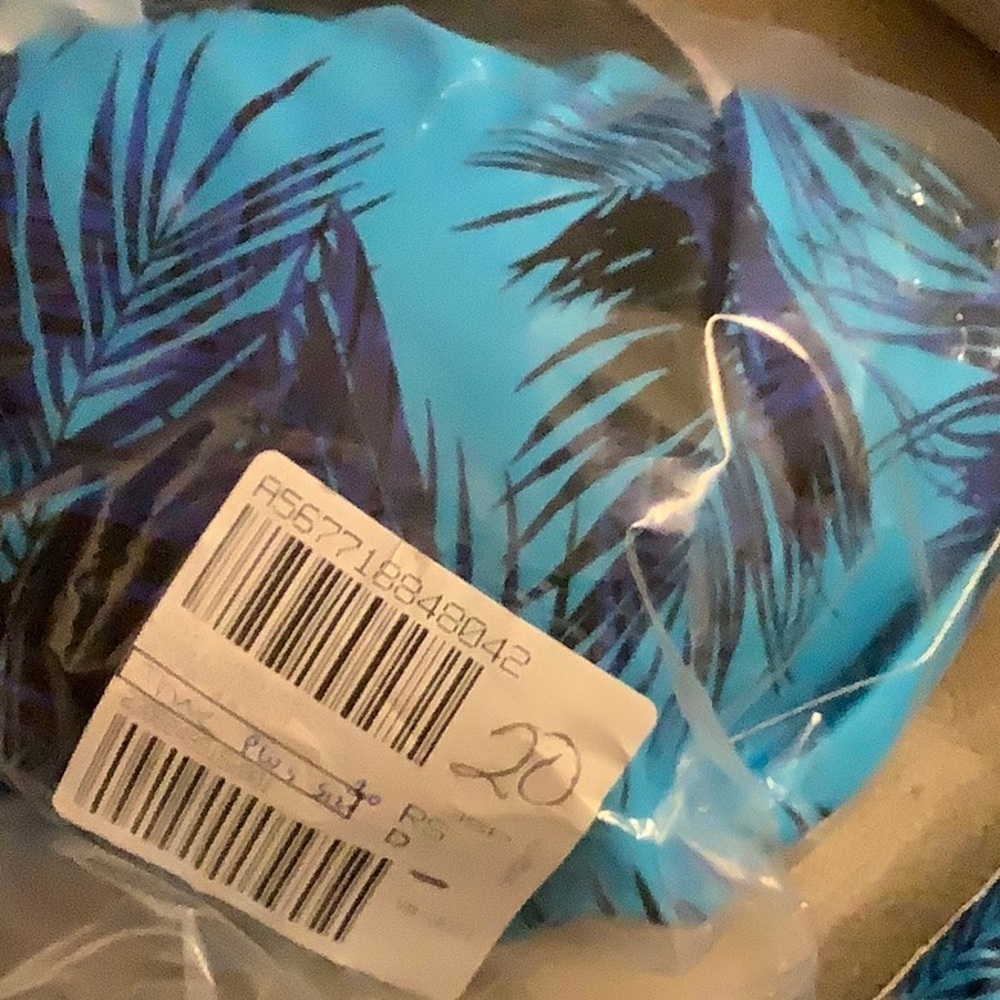 Kim Gravel Swimsuits For All Ruched Swim Dress Sz 20 Blue Tropical - Picture 3 of 4